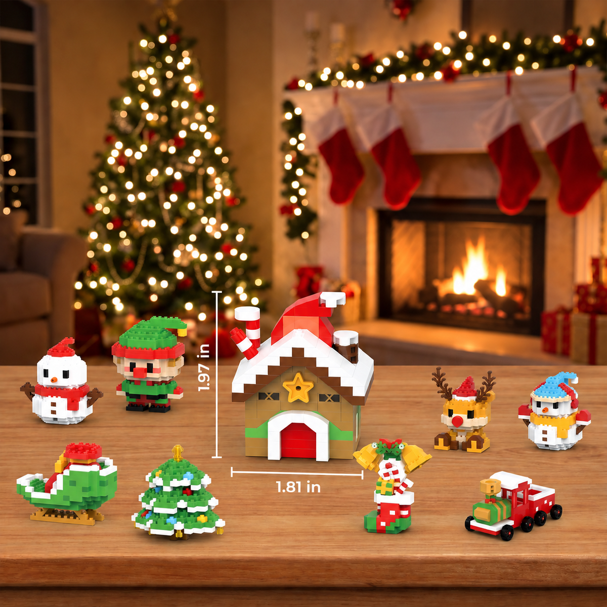 Interlocking Building Block Holiday Characters with Assembly Instructions