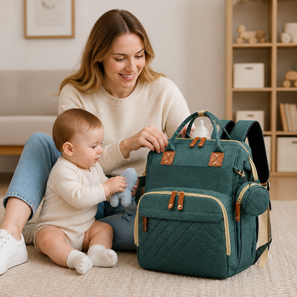 3 in 1 Diaper Backpack with Built In Foldable Baby Bed and Changing Area