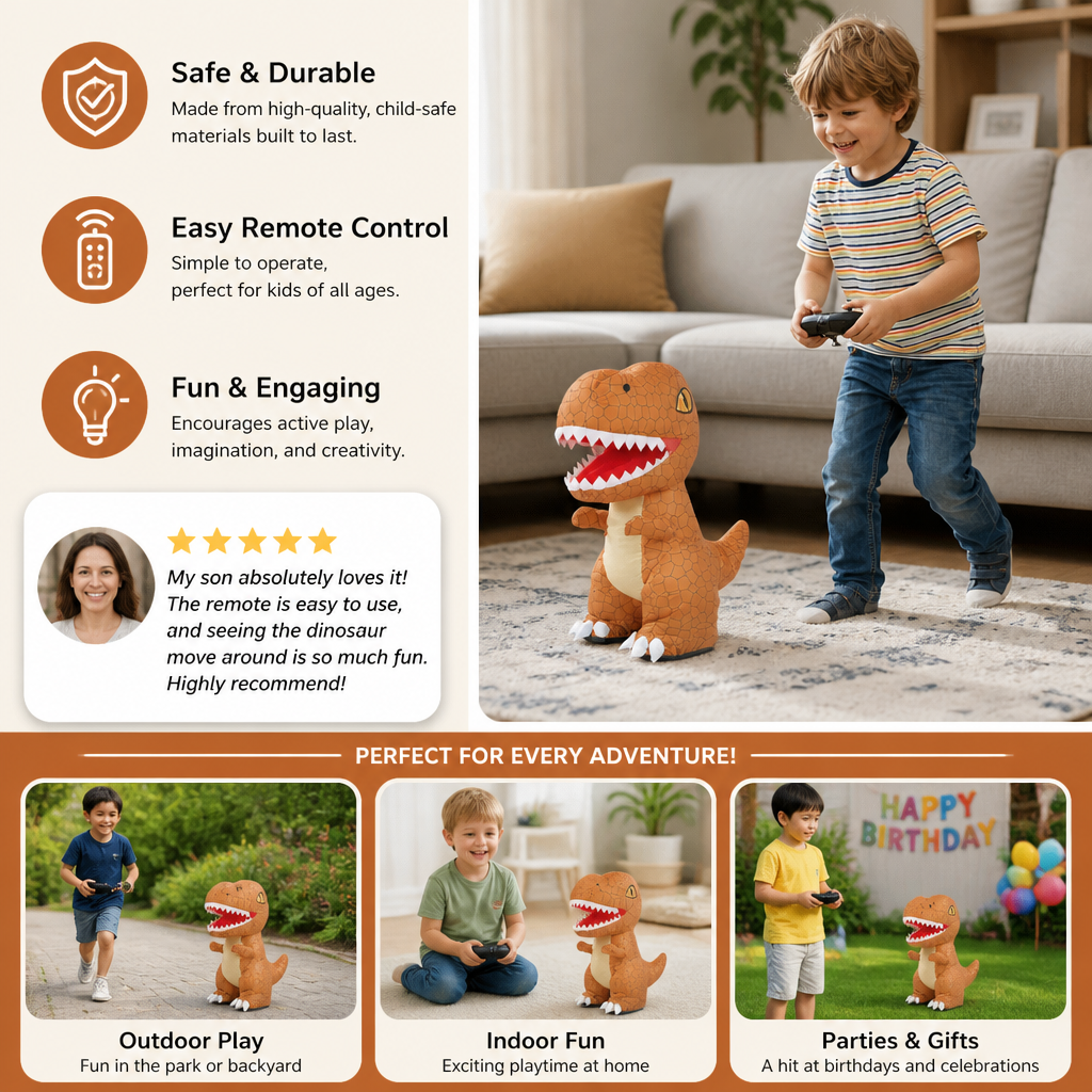 Battery Powered Walking Dinosaur T Rex with Remote Control