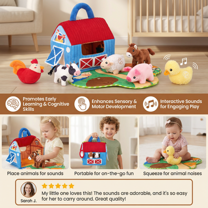 Foldable Farm Playhouse with Plush Animals and Interactive Sounds