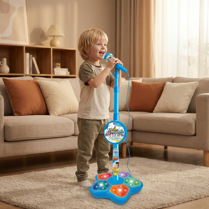 Karaoke Microphone Stand with Built In Speaker and Adjustable Height for Kids