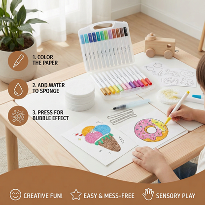 Creative Sponge Painting Art Set for Kids with Bubble Effect Textures