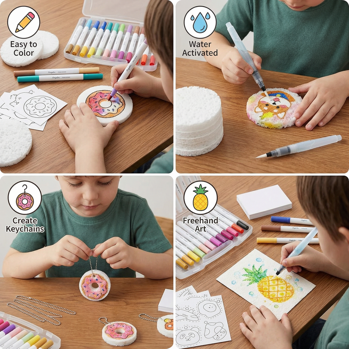 Creative Sponge Painting Art Set for Kids with Bubble Effect Textures