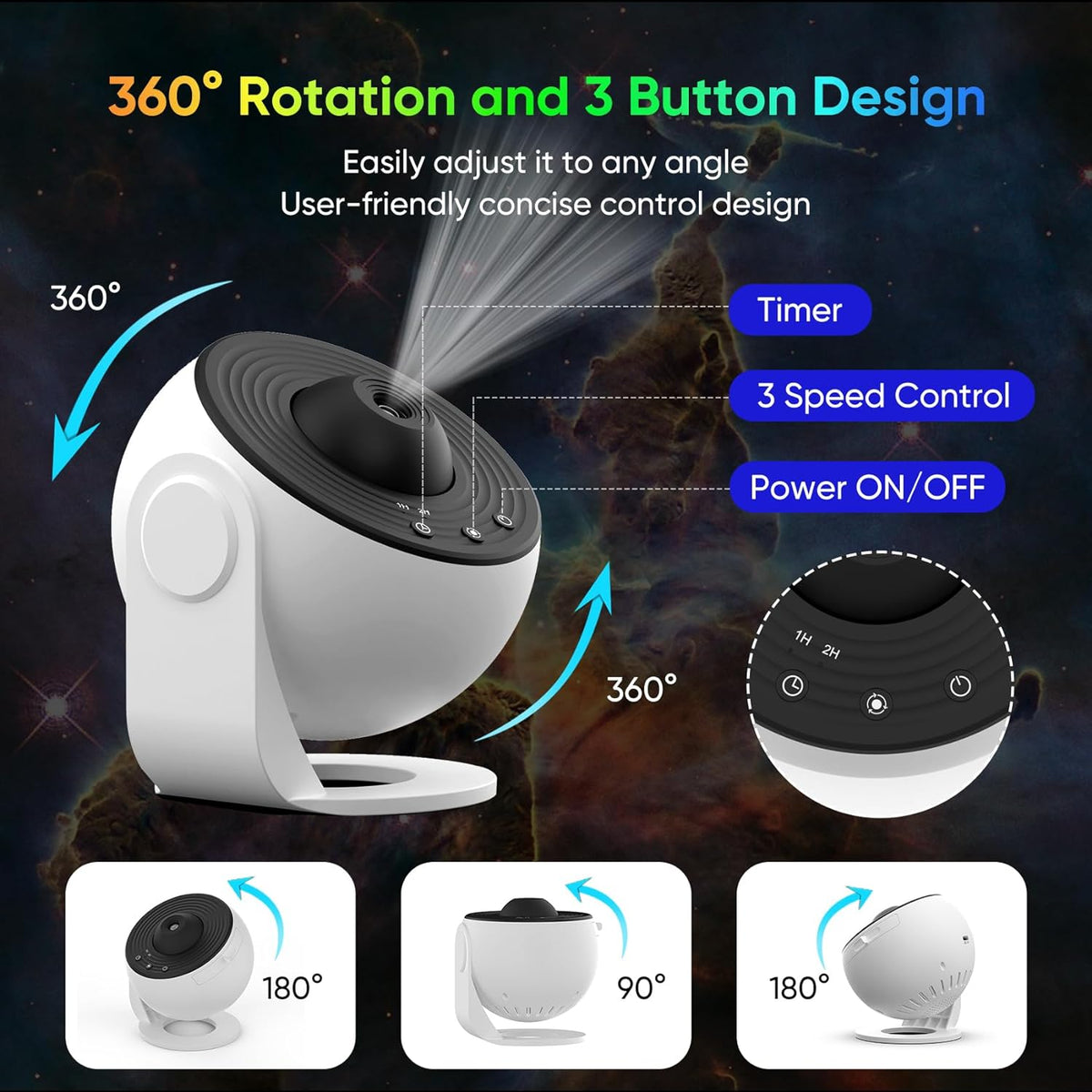 Galaxy Projector with 12 Film Discs and 360 Degree Rotating Base