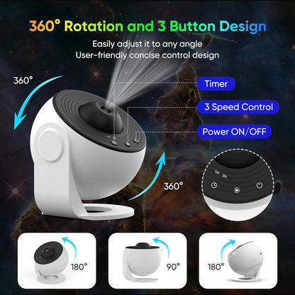 Galaxy Projector with 12 Film Discs and 360 Degree Rotating Base