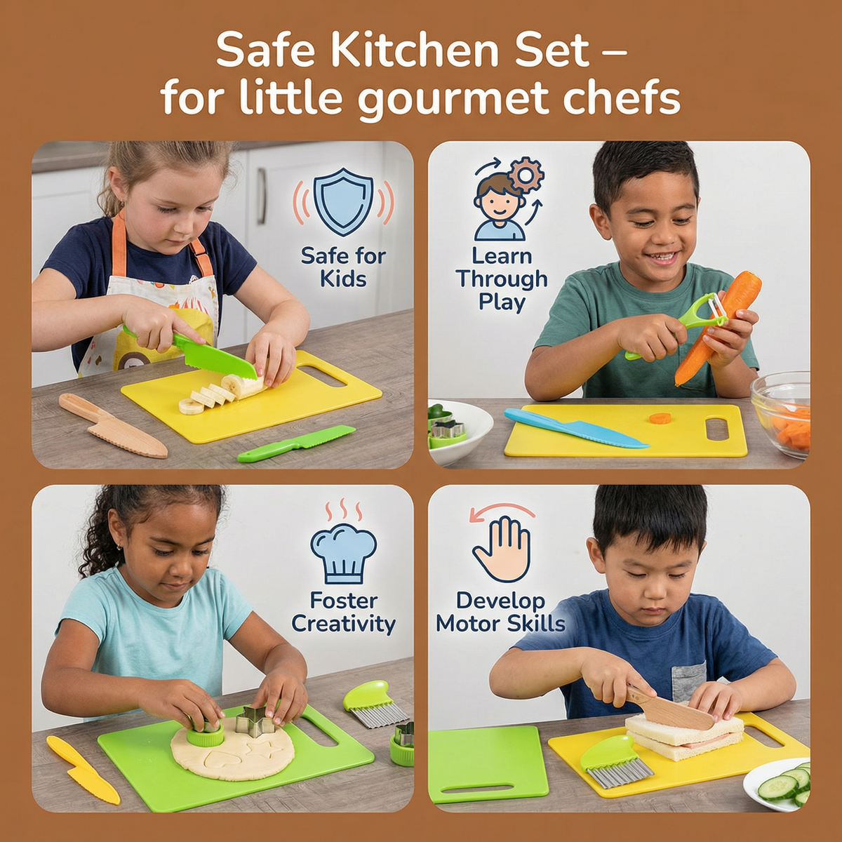 Pretend Play Kitchen Utensil Set for Small Hands in Seven Or Thirteen Piece Sizes