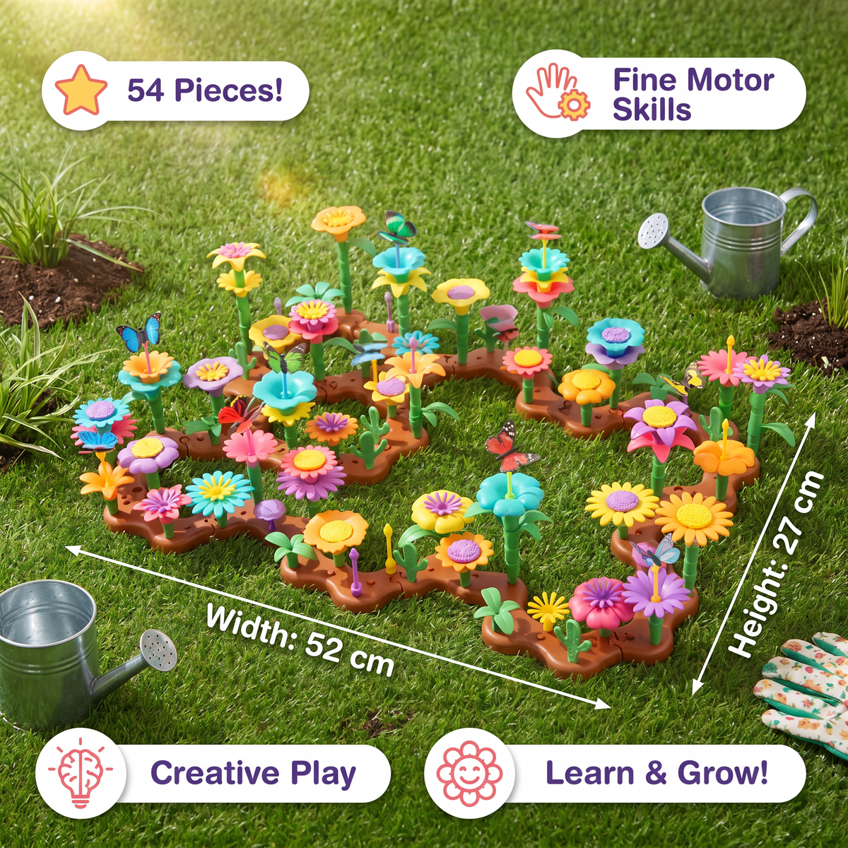 Flower Garden Building Toy with Peg Pieces for Creative Play