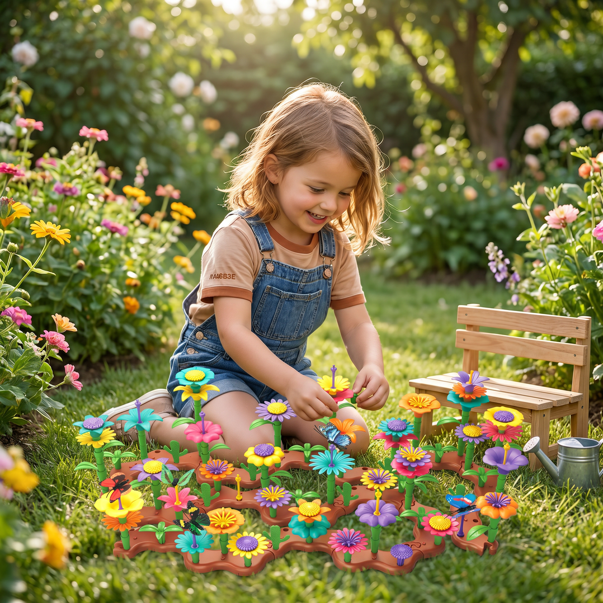 Flower Garden Building Toy with Peg Pieces for Creative Play