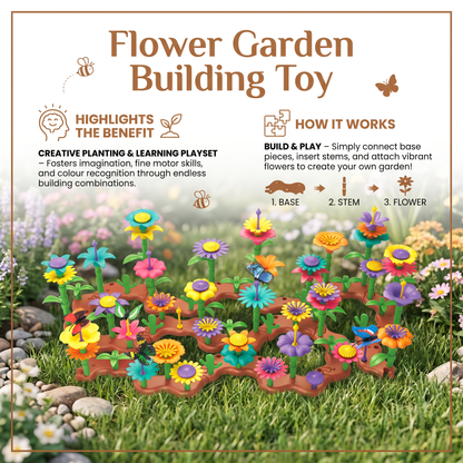 Flower Garden Building Toy with Peg Pieces for Creative Play