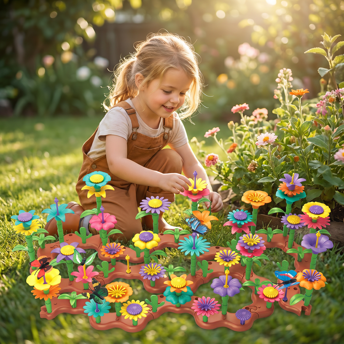 Flower Garden Building Toy with Peg Pieces for Creative Play