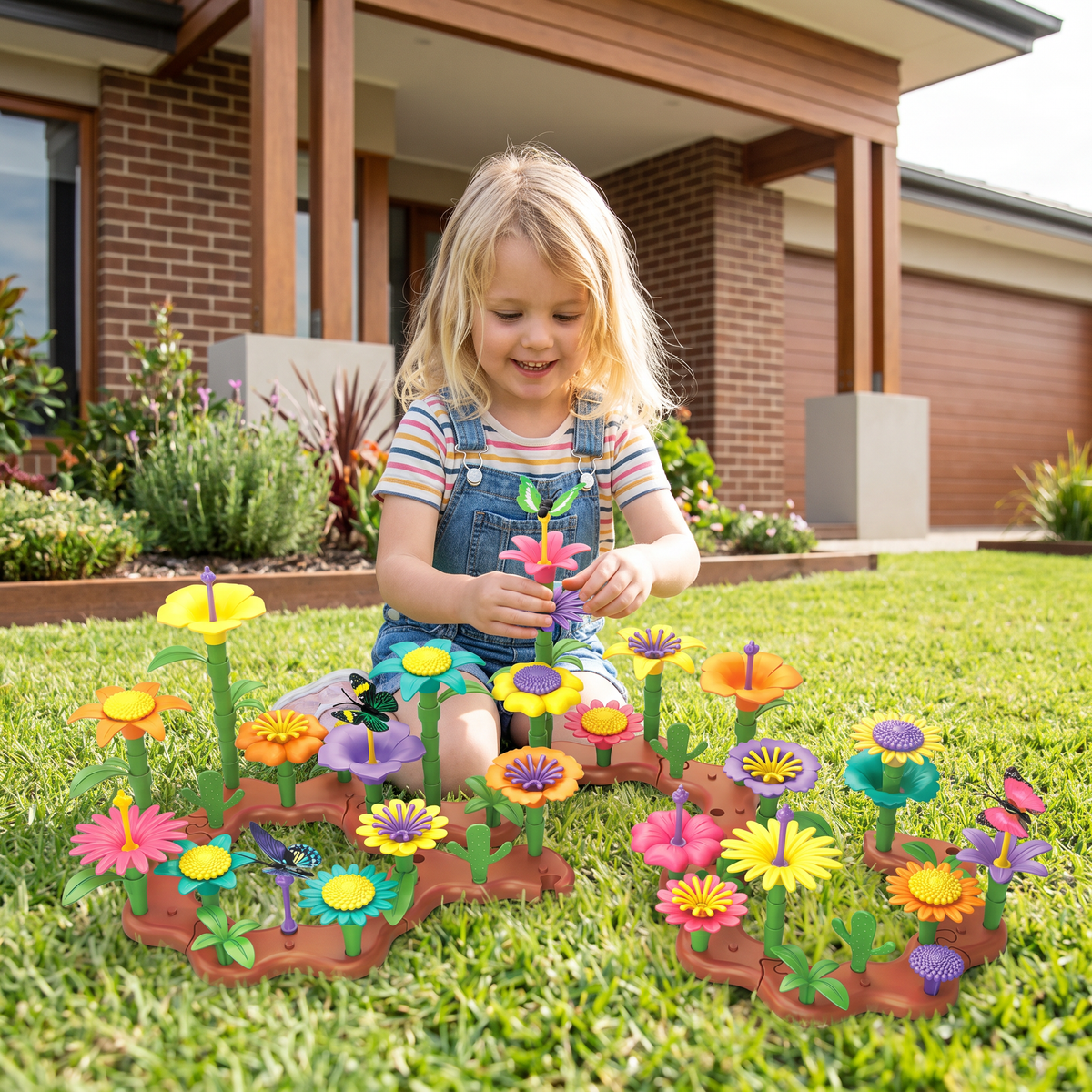 Flower Garden Building Toy with Peg Pieces for Creative Play