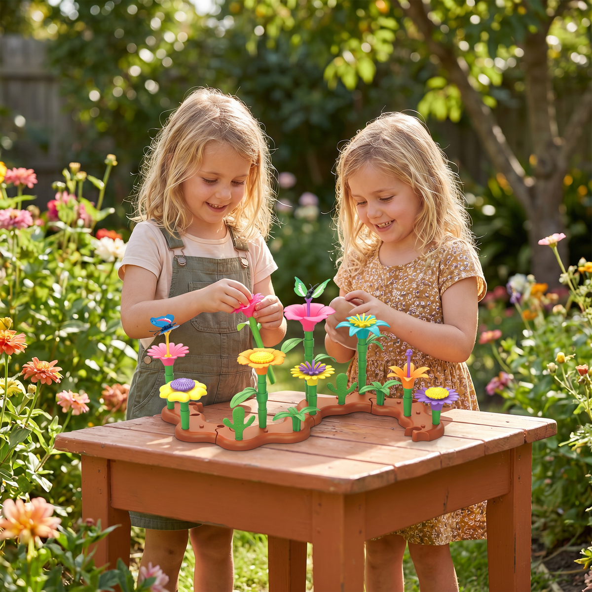 Flower Garden Building Toy with Peg Pieces for Creative Play
