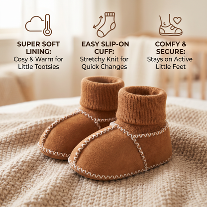 Baby Sock Shoes with Lined Warmth and Grip Sole, Suede Finish