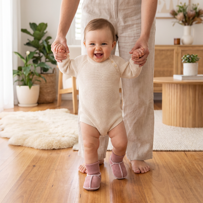 Baby Sock Shoes with Lined Warmth and Grip Sole, Suede Finish