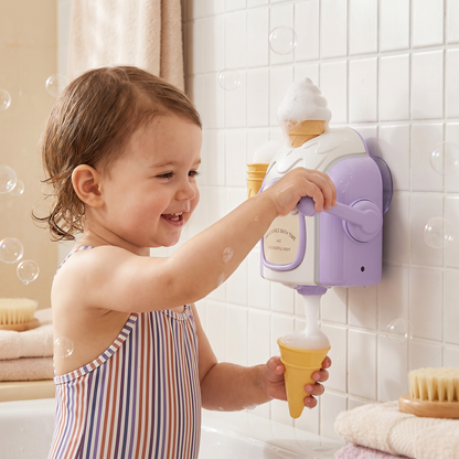 Ice Cream Machine Bath Toy with Bubble Maker and Friendly Face for Baby Bath Time