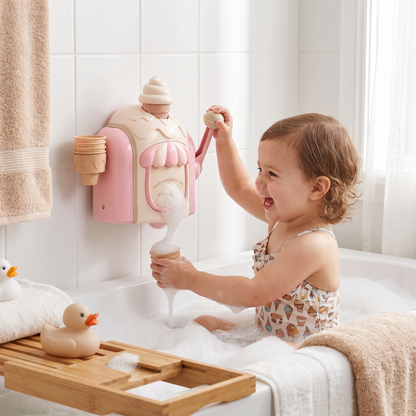 Ice Cream Machine Bath Toy with Bubble Maker and Friendly Face for Baby Bath Time