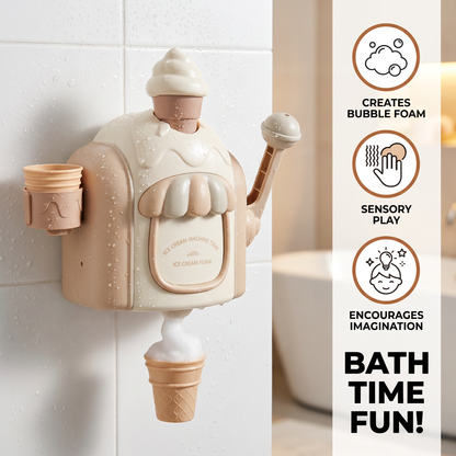Ice Cream Machine Bath Toy with Bubble Maker and Friendly Face for Baby Bath Time