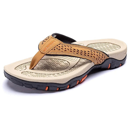 Mens Athletic Flip Flops with Arch Shaped Footbed and Wide Rubber Base in Ten Colors