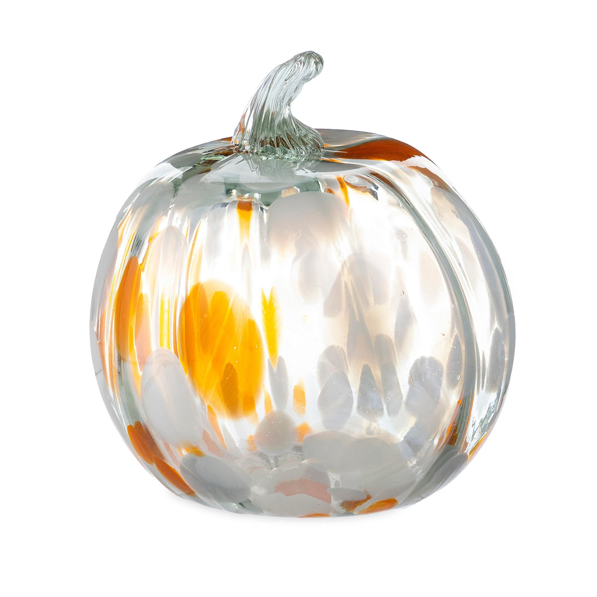 Recycled Glass Pumpkin with Textured Surface and Color Variations