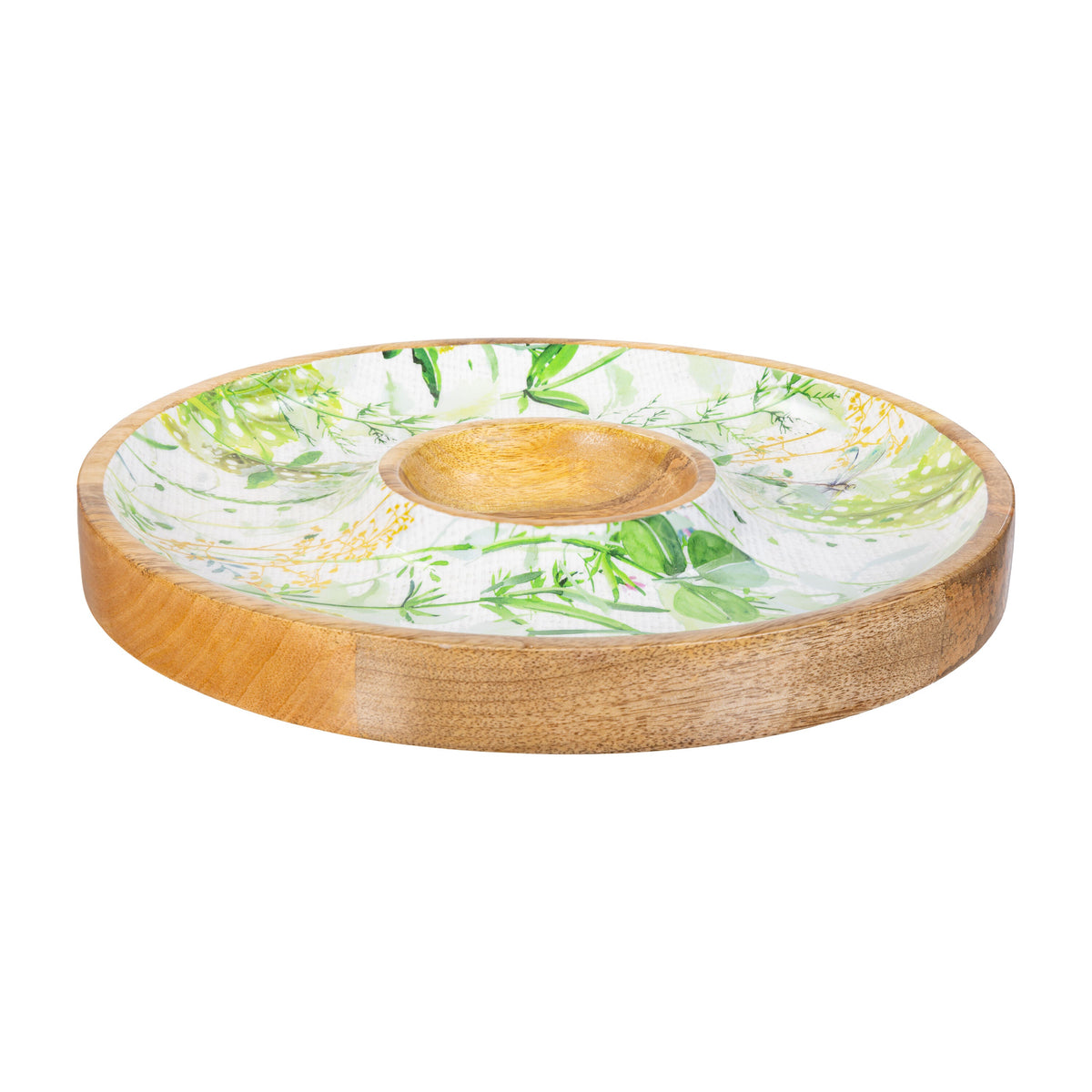 Round Chip and Dip Platter with Center Well, 13.5 Inch