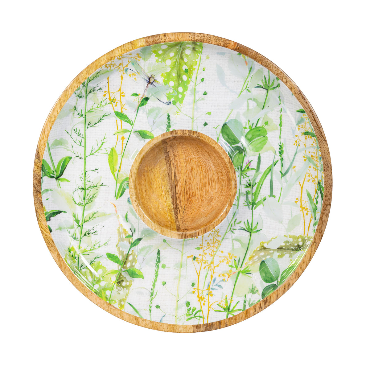 Round Chip and Dip Platter with Center Well, 13.5 Inch