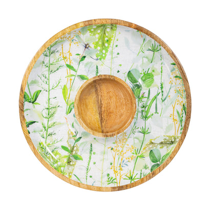 Round Chip and Dip Platter with Center Well, 13.5 Inch