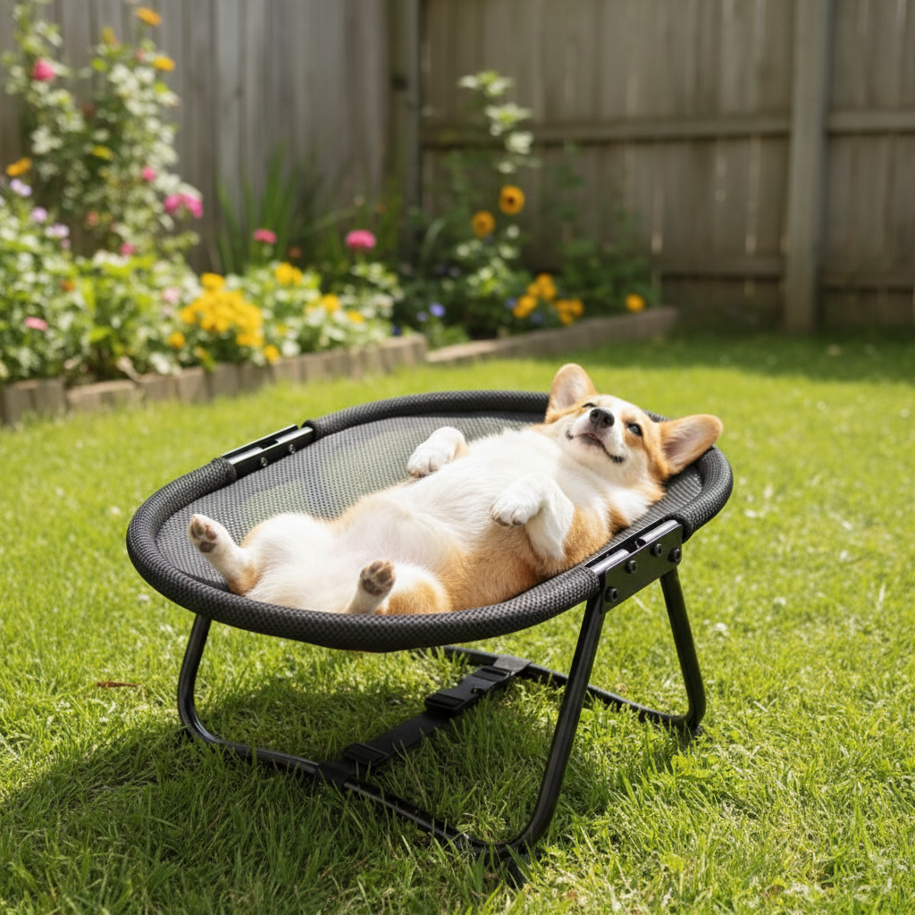 Elevated Pet Bed with Breathable Mesh Platform and Foldable Iron Frame, Storage Bag Included