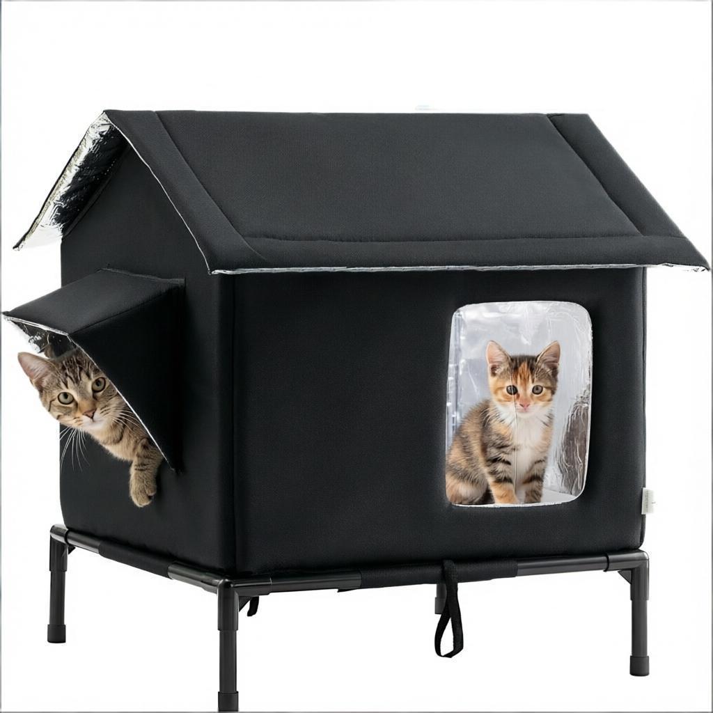 Elevated Pet Bed with Moisture Resistant Fabric and Stainless Steel Frame for Cats and Small Dogs