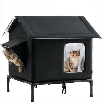 Elevated Pet Bed with Moisture Resistant Fabric and Stainless Steel Frame for Cats and Small Dogs