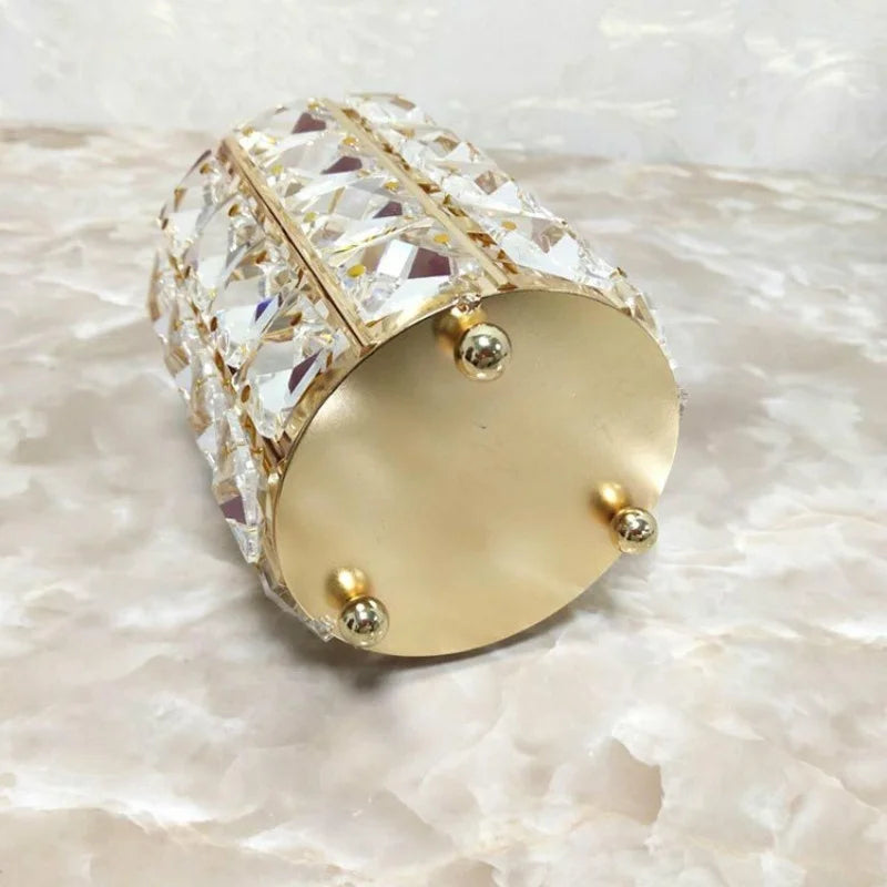 Makeup Brush Holder with Crystal Bead Design and Stainless Steel Frame, Gold or Silver