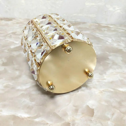 Makeup Brush Holder with Crystal Bead Design and Stainless Steel Frame, Gold or Silver