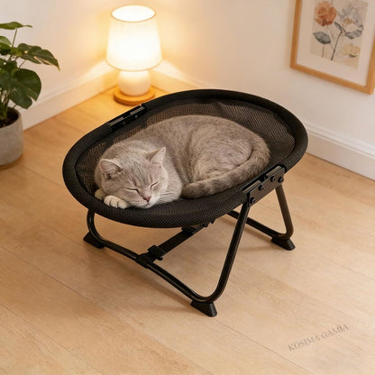 Elevated Pet Bed with Breathable Mesh Platform and Foldable Iron Frame, Storage Bag Included