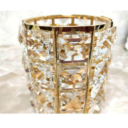 Makeup Brush Holder with Crystal Bead Design and Stainless Steel Frame, Gold or Silver