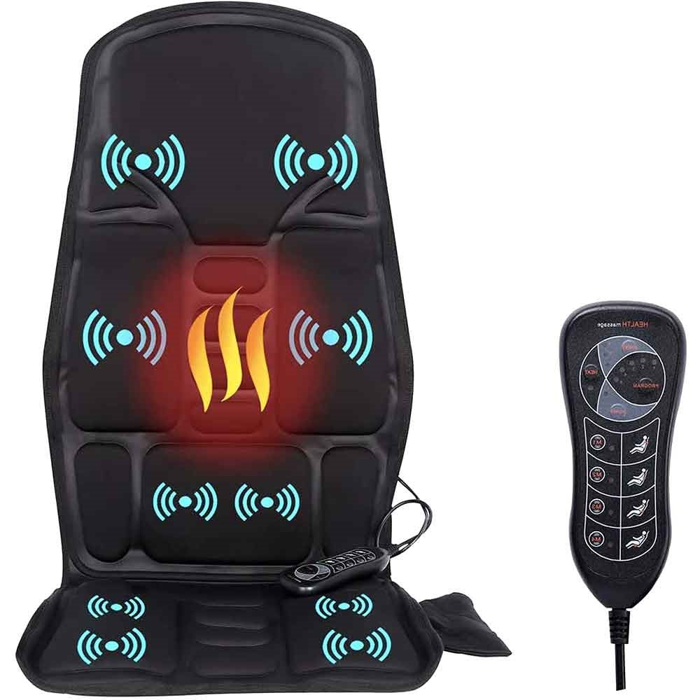 Heated Massage Chair Pad with 8 Massage Nodes and Remote Control for Home and Car