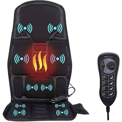 Heated Massage Chair Pad with 8 Massage Nodes and Remote Control for Home and Car