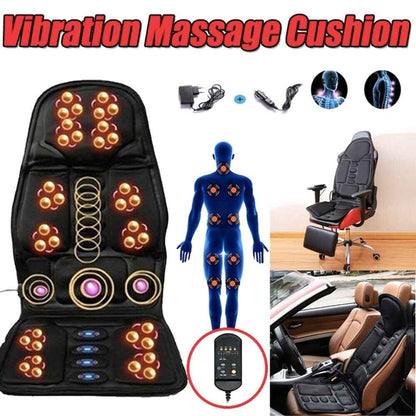 Heated Massage Chair Pad with 8 Massage Nodes and Remote Control for Home and Car