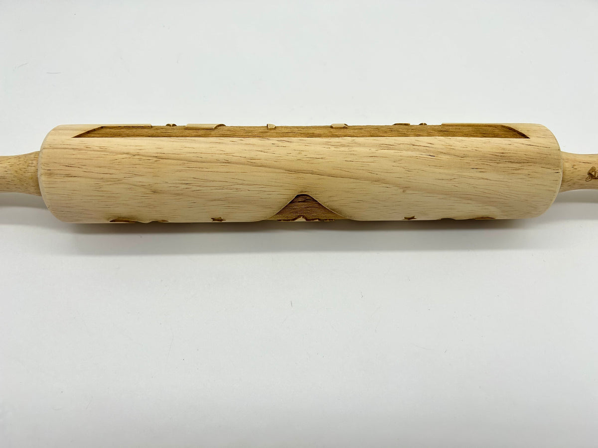 Laser Cut Christmas Rolling Pin with a Nativity Pattern for Pressing Cookies, Fondant, Clay and Ornaments