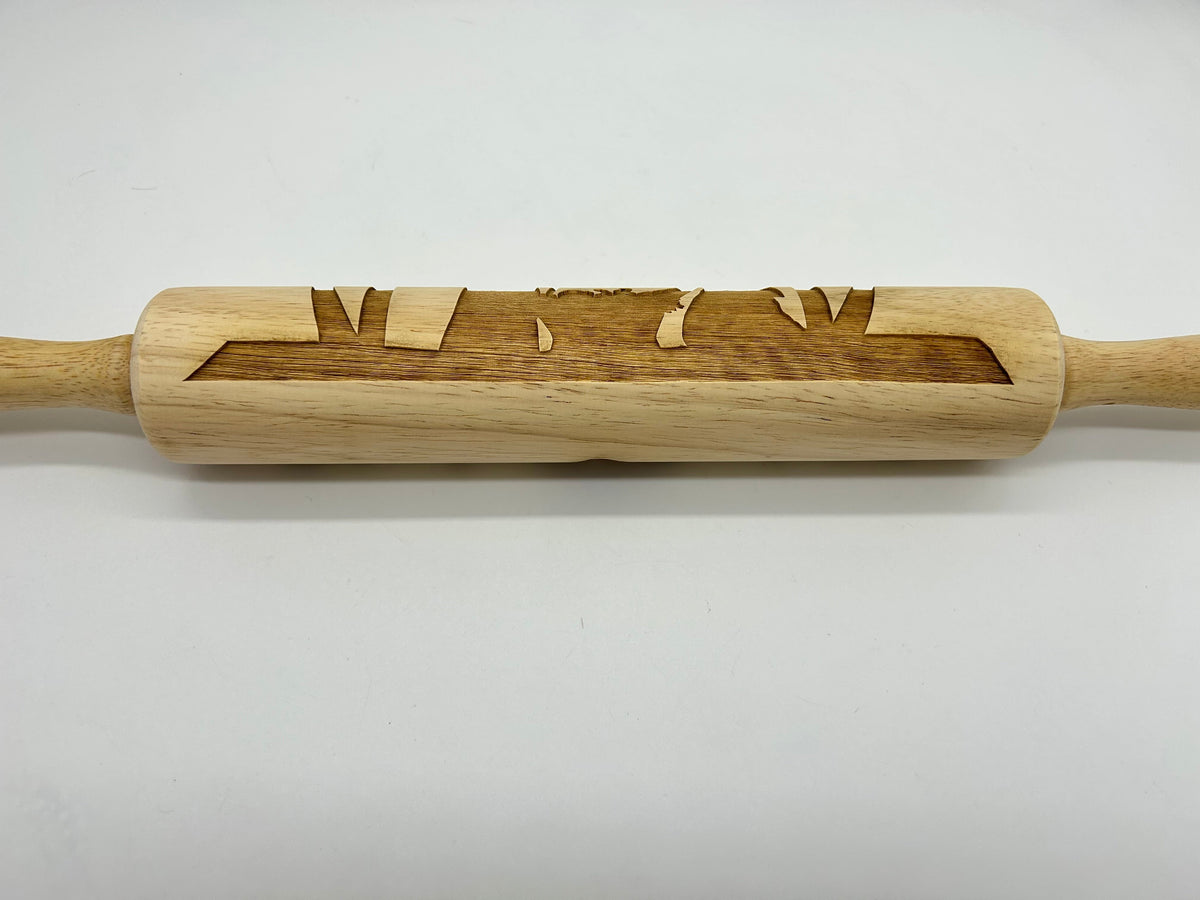Laser Cut Christmas Rolling Pin with a Nativity Pattern for Pressing Cookies, Fondant, Clay and Ornaments