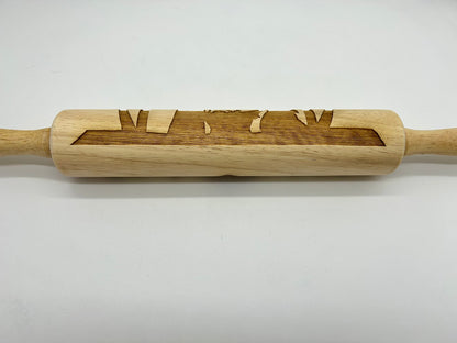 Laser Cut Christmas Rolling Pin with a Nativity Pattern for Pressing Cookies, Fondant, Clay and Ornaments