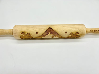 Laser Cut Christmas Rolling Pin with a Nativity Pattern for Pressing Cookies, Fondant, Clay and Ornaments