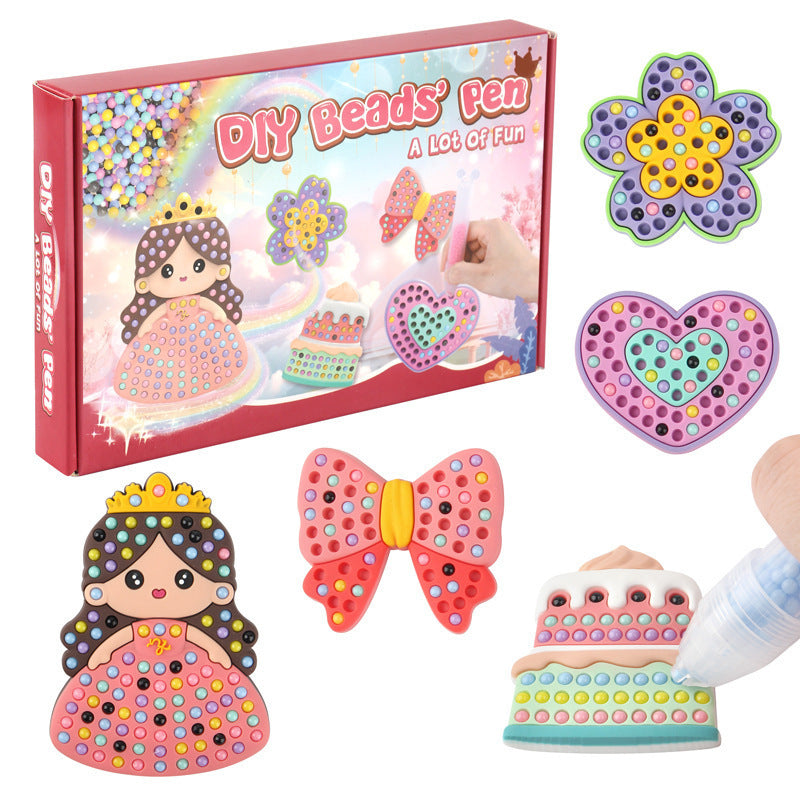 Kids Bead Art DIY Craft Set with Colorful Design Motifs