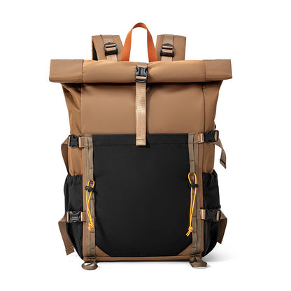 Rolltop Hiking Backpack with Expandable Storage and Padded Back Panel