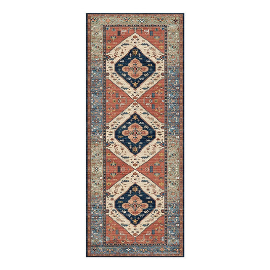 Vintage Pattern Floor Runner with Non Slip Backing and Machine Washable Woven Fibers
