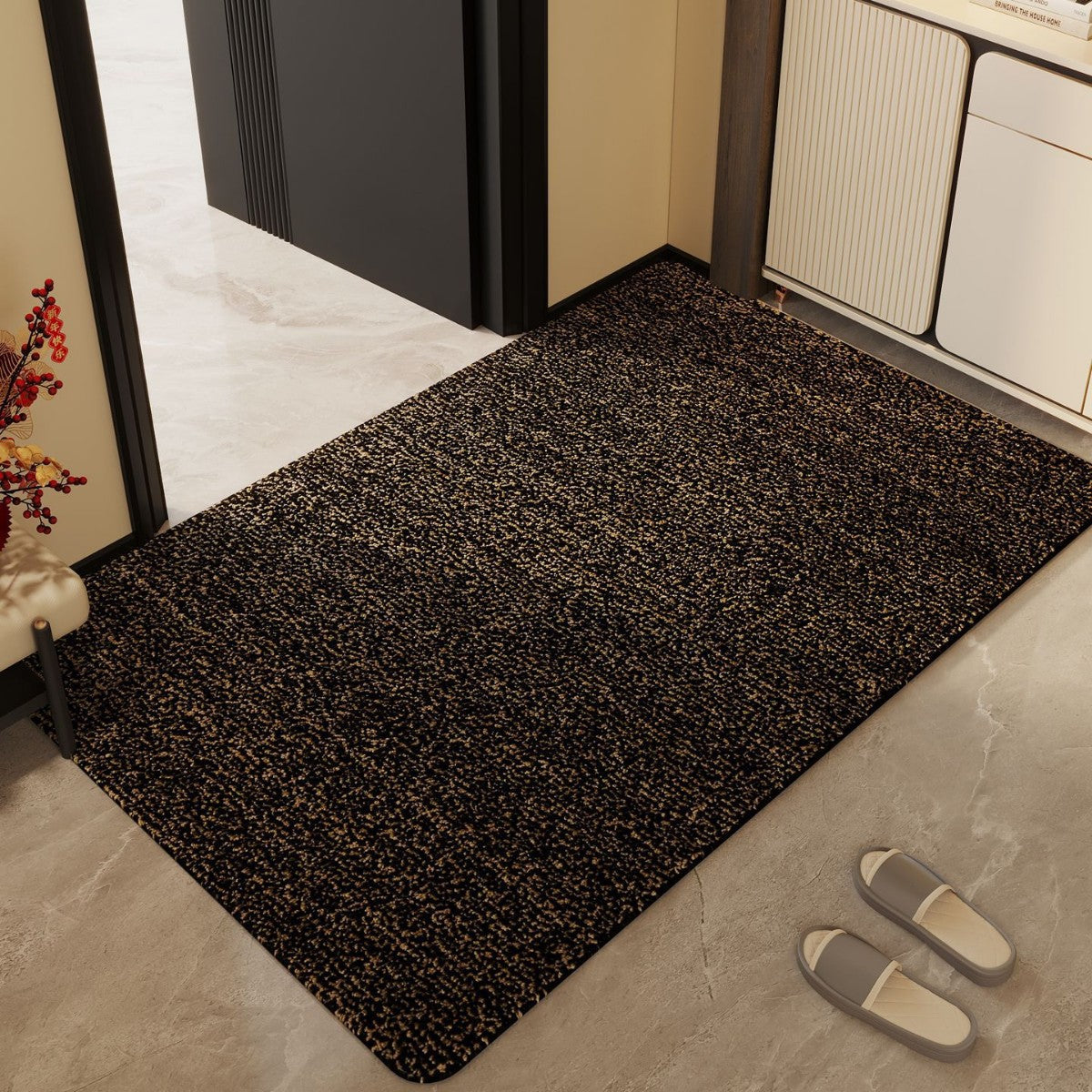 Plush Textured Indoor Mat with Shape Retention and Machine Washable Care