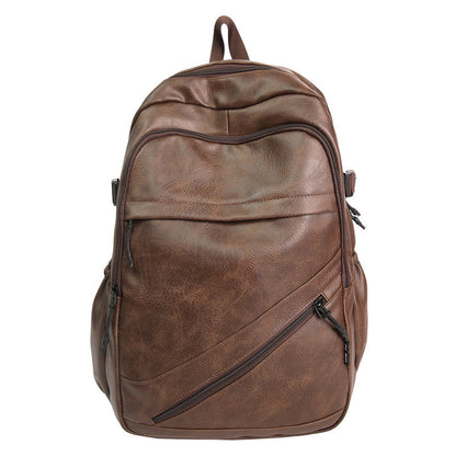 Vintage Genuine Leather Backpack with Padded Laptop Sleeve and Front Zip Pockets