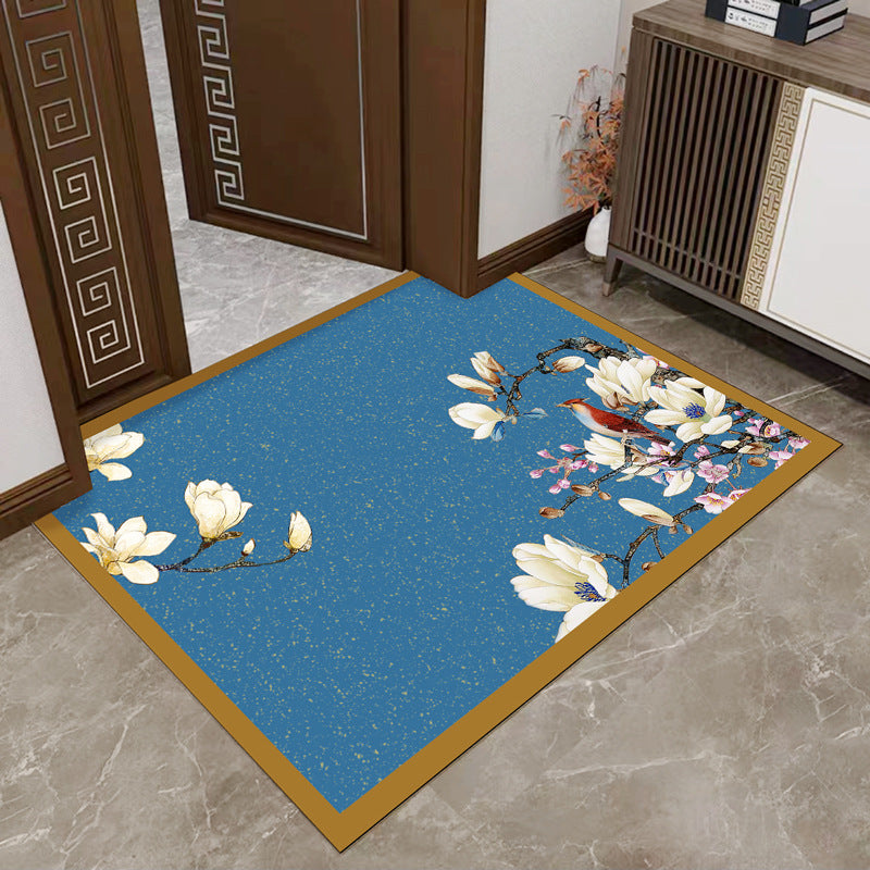 Floral Floor Mat with Wipe Clean Surface and Wear Resistant Construction