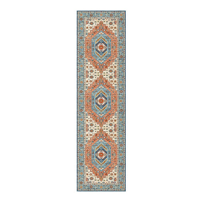 Vintage Pattern Floor Runner with Non Slip Backing and Machine Washable Woven Fibers
