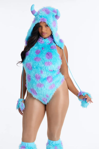 Blue Reptile Themed Outfit with Cozy Leg Warmers