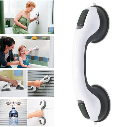 Suction Grab Bar with Textured Grip and Dual Mounting Cups for Bathroom