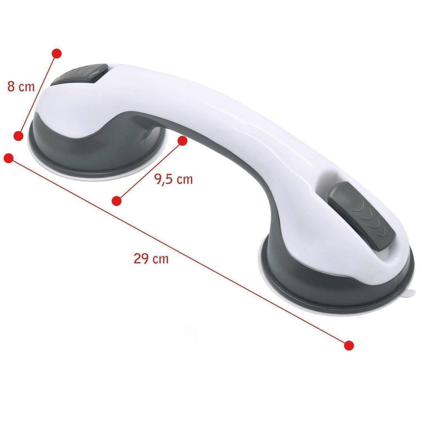 Suction Grab Bar with Textured Grip and Dual Mounting Cups for Bathroom